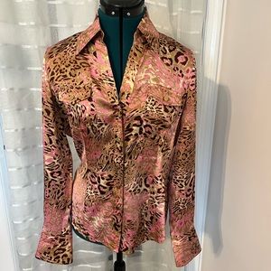 Pink, gold & brown Cache’ Blouse
